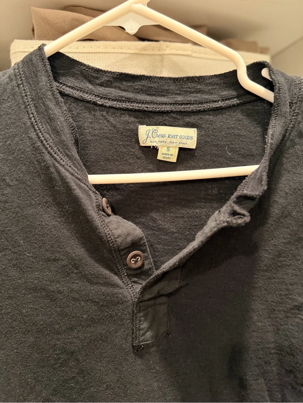 J. Crew Black Long-Sleeve Henley Shirt